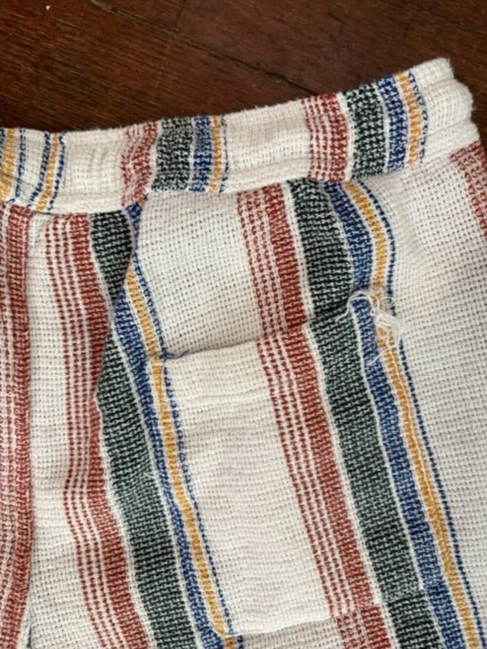 RETROFIT Striped Drawstring Shorts Mens L Multi-Color Waffle Knit Hippy PJ - Picture 2 of 6